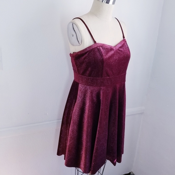 🌸 Free People | Velvet Red Strap‎ Flare dress L - Picture 4 of 10